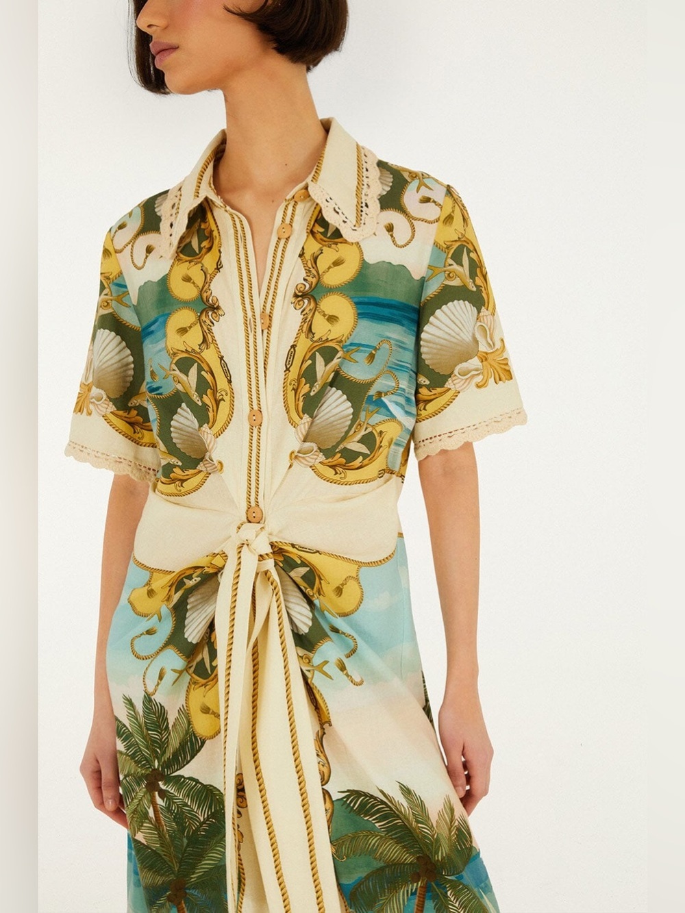 Farm Rio: Off-White Royal Sea Collared Midi
Dress - Picture 6 of 13